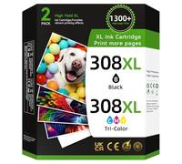 308XL Ink Cartridges High Yield Replacement for HP 308 Black and Colour, 308 XL for HP Envy 6120e 6132e 6100e 6110e 6122e 6130e 6520e 6530e 6532e DeskJet 2910 2900 2922