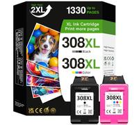 308XL Ink Cartridges High Yield Replacement for HP 308 Ink Cartridges Black and Colour, 308XL Multipack for HP Envy 6120e 6132e 6100e 6110e 6122e 6130e 6520e 6530e 6532e DeskJet 2900 2910 2922