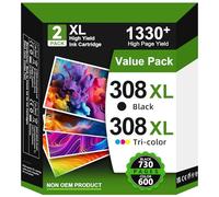 308XL Ink Cartridges High Yield Replacement for HP 308 Ink Cartridges Black and Colour, Printer Ink 308XL for HP Envy 6120e 6132e 6100e 6110e 6122e 6130e 6520e 6530e 6532e 6558e DeskJet 2900 2910 2922