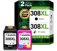 308XL Ink Cartridges Replacement for HP 308 Ink Cartridges Black and Colour | for HP 308XL Ink Cartridges for HP Envy 6120e 6132e 6100e 6110e 6122e 6130e 6520e 6530e 6532e DeskJet 2900 2910 4320, 2 Pack