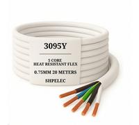 3095Y 5 Core 0.75mm² Heat Resistant Flexible Cable - White Heatproof Multi-Core Flex - 20M