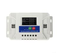 30A Auto Solar Charge Controller 12V 24V with LCD Display, 4 USB Ports, Multi Battery Type Support, Short Circuit Overload Reverse Protection, White
