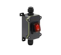 30A High Current Connetor Outdoor Inline Power Cord 110V-220V 12V-24V Marine Rocker Switch On Off Waterproof IP67 Junction Box(0321,Blue-LED,110V-220V)