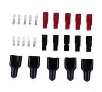 30A MP Connector Pair with Rubber Covers - High Current Power for Solar EV Forklift - 16-10 AWG Wire Terminal Block Red Black Set