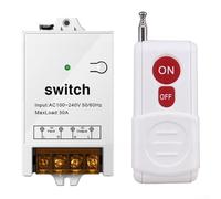 30A Single Channel Wireless RF Remote Control Switch, AC 100-240V General Purpose Controller with Stable Signal, 300-500m Long Range(white)