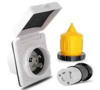 30AMP RV Power Inlet Outlet Shore Power Kit W/Boot Cord Protector 125V NEMA L5-30P L5-30R Male Femal black