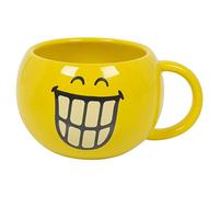 30cl Ceramic Coffee and Tea Mugs Cups with Smiley Emoji Design, Gift Packed and Ideal as a Present, 3 Version Available (Grinning (Yellow))