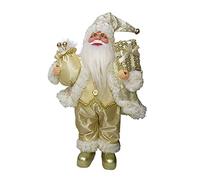 30cm 11.8'' Tall Christmas Decor Standing Santa Gold Red White Color Santa Ornaments for Family Christmas Santa Statue Christmas Decorations Indoor Outdoor