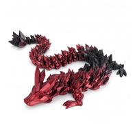 30cm / 11.8inch 3D Printed Dragon Large Arctic Crystal Dragon Fidget Toy with Flexible Joints Rticulated Mobility Decor for Home Office & Surprise Gifts Easter Basket Fillers Laser Black Red