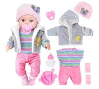30cm / 12inch Baby Doll for Babies - One Doll with 3-Piece Outfits, 4 Accessories & Feeding Playset - Realistic Rosy Cheeks & Blue Eyes, for Kids Girls (Gift Box Package)
