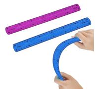 30cm/12inch Flexible Rulers, 2PCS Plastic Ruler Shatterproof Straight Edge Ruler Soft Bendable Ruler With Rounded Edges, Clear Ruler for School Office, Color Randomly