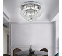 (30cm 2 Level-Round, Cool White) Modern LED Ceiling Light Crystal Flush Chandelier