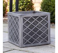 30cm/39cm Square Plastic Pewter Effect Grey Garden Patio Planter - 30cm - Samuel Alexander | TJ Hughes