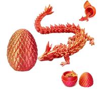 30cm 3D Printed Dragon, Flexible 13cm Joints 3D Dragon Eggs With Dragon Inside, Articulated 3D Printed Fidget Toy, Creative Decoration For Home Office Desk Dragon Fidget Toy (Red Gold)