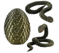 30cm 3D Printed Snake with 8.5cm Snake Egg, 3D Printed Toys, Dragon Egg, Snake Fidget Toy, Stress Relief Fidget Mini Animals Toy, 3D Printed Animals for Adults (Black Bronze)