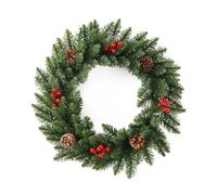 30cm/40cm/50cm Christmas Wreath Window Door Hanging Ornaments Navidad Home Xmas Decorations Artificial Garland for Fireplaces Home Wall Door(Green pine cone,50cm)