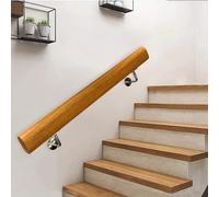 30cm~450cm Wooden Handrail Complete Set, Solid Wood Hand Railing for Stairs Indoor with Stainless Steel Brackets Fitting Wall Mounted Staircase Banister Rails Kit (Size : 2.6ft/80cm)