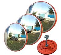 30cm/45cm/60cm Convex Traffic Safety Mirror, 130 Degrees Wide View Angle Unbreakable Outdoor Road Mirror Convex Orange for Shops Parking Workshop Supermarket Driveway (Diameter 45 cm/18 inch)