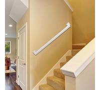 30cm-600cm Handrail for Stairs, White Industrial Iron Stairway Railing, Metal Hand Rails for Indoor Stairs, Vintage Farmhouse Style, Non-Slip & Rust-Resistant(7ft/210cm)