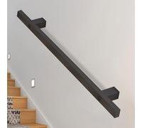 30cm-600cm Modern Stair Handrail|Wall Mounted Staircase Banister Railing with Wrought Iron Brackets and Metal Screws Black Stair Hand Rail Support Rod - Complete Kit(17ft/510cm)