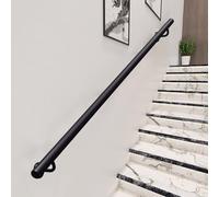 30cm-600cm Stair Handrails - Complete Kit. Wall Mounted Staircase Hand Rail Kit for Indoor Outdoor Steps, Black Metal Round Pipe Stairway Railing(3ft/90cm)