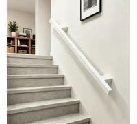 30cm-600cm Stairs Banister Handrail, Non Slip Stair Railings Support Rod, Hand Railing with Bracket for Stairs Outdoor Indoor Grab Bar Kit, White Square Pipe Design(3ft/90cm)