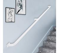 30cm-600cm Wall Handrail, Industrial Metal Staircase Railing, Stairs Handrails Banister Rail Support Kit with Wall Mount Support for Indoor Outdoor, White (Size : 16 FT)