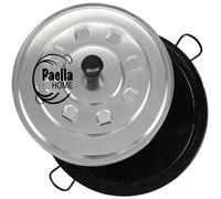 30cm - 80cm Enamelled Paella Pan + Aluminium Lid +Spoon (according to variation)