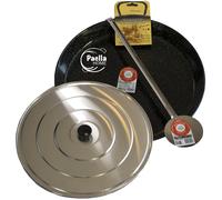 30cm - 80cm Enamelled Paella Pan + Aluminium Lid +Spoon (according to variation)