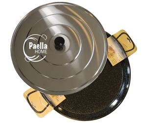 30cm - 80cm Enamelled Paella Pan + Aluminium Lid +Spoon (according to variation)