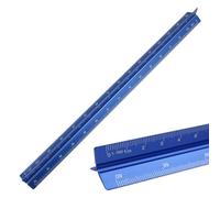 30cm Aluminum Triangular Scale Ruler, 6 Metric Scales for Architects (Blue)