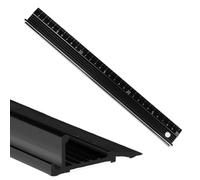 30cm Black Aluminium Metal Ruler For Cutting, Precision Straight Edge Scale Rule with Raised Grip & Non-Slip Safety Edge, Sturdy Metal Ruler for Craft, DIY, Drafting and Accurate Measurement
