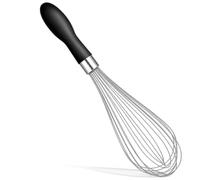 30cm Black Balloon Whisk Stainless Steel, Non-Slip Silicone Handle Hand Whisk, Kitchen Egg Whisk for Baking, Mixing & Cooking, Dishwasher Safe