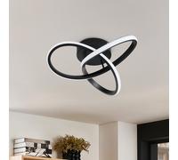 30cm Black Infinity Swirl LED Ceiling Light, 26W 6500K Cool White Modern Hallway Ceiling Lamp, Aluminum & Silicone Flush Mount Corridor Light