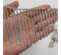 30CM Bling Diamante Diamond Trim Ribbon Rhinestone Tassel Fringe Chain Crystal Gem Sparkle Wedding Bridal Prom Evening Dress Party Show Accessories Sash Belt Headwear Necklace Craft (Style1: 8cm)