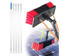 30cm brush head,12m/39.4ft,Water Fed Pole Kit, Water Fed Brush, 20M Water Pipe Cleaning System, 180° Rotatable Brush Head Telescopic Cleaning Brush with Backpack for Caravan Solar Panel Deck
