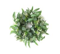 30cm Candle Wreath, Cone Candle Holder Wreath, Green Artificial Flowers, Centerpiece for Desktop Decoration