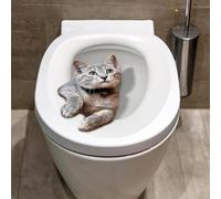 30cm Cartoon Toilet Seat Lid Sticker, Cute Cat Waterproof Self-Adhesive Removable Lid Decal for Bathroom Decoration, Lid and Tank Covers Accessories, Funny Seat Decals