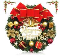 30cm Christmas Garland Wreath, Merry Christmas Wreath Door Ornament, Christmas Wreath Decorative Hanging Ornament Window Door Wreath for Xmas Party Holiday Décor