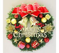 30cm Christmas Garland Wreath,Merry Christmas Wreath Front Door Ornament,Christmas Wreath Decorative Hanging Ornament Window Door Wreath for Party Holiday Décor (Color A)