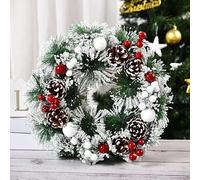 30cm Christmas Wreath Natural Pine Cone and Berry Decorated Wreath Xmas for Front Door, Door Hanging, Window Wall