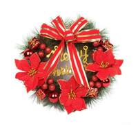 30cm Christmas Wreath with Pine Cones, Red Baubles and | White Glitter Snow for Front Door Wall Hanging, Festive Winter Garland Decor for Home Shop Office Classroom Party