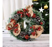 30cm Christmas Wreath Xmas Garlands Reusable Door Artificial Christmas Wreath for Fireplace Front Door Grave Staire Xmas Tree Garden Yard Thanksgiving Christmas Decor