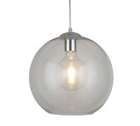 30cm Chrome Finish Ceiling Fitting Pendant Light Round Transparent Glass Shade