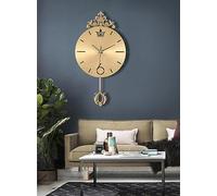 30cm Classical Large Decorative Wall Clock with Pendulum - Modern Non-Ticking Silent Pure Copper Design for Living Room, Bedroom, Study, Office