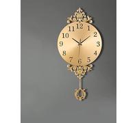 30cm Classical Large Decorative Wall Clock with Pendulum - Modern Non-Ticking Silent Pure Copper Design for Living Room, Bedroom, Study, Office