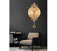 30cm Classical Large Decorative Wall Clock with Pendulum - Modern Non-Ticking Silent Pure Copper Design for Living Room, Bedroom, Study, Office