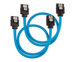 30cm Corsair Premium Sleeved SATA Cable, SATA 6Gbps, Straight Connectors, Blue,