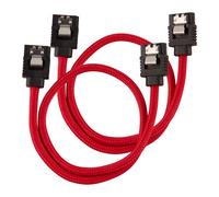 30cm CORSAIR Premium Sleeved SATA Cable, SATA 6Gbps, Straight Connectors, Red, M