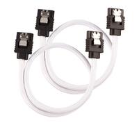 30cm Corsair Premium Sleeved SATA Cable, SATA 6Gbps, Straight Connectors, White,